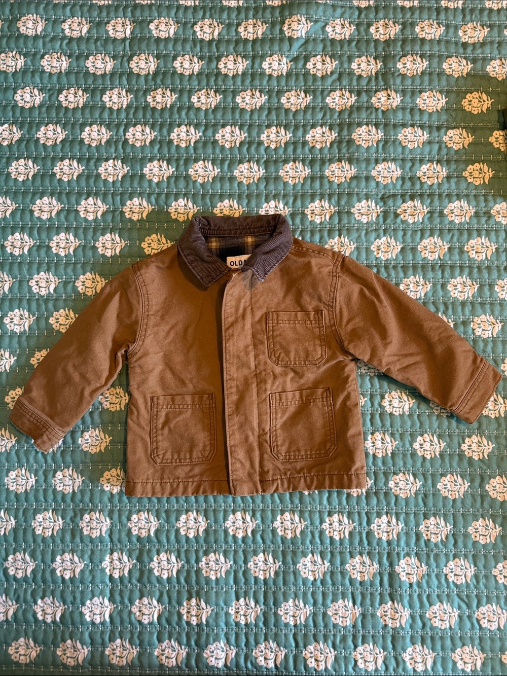 Old Navy Brown Canvas Jacket with Dark Corduroy Collar